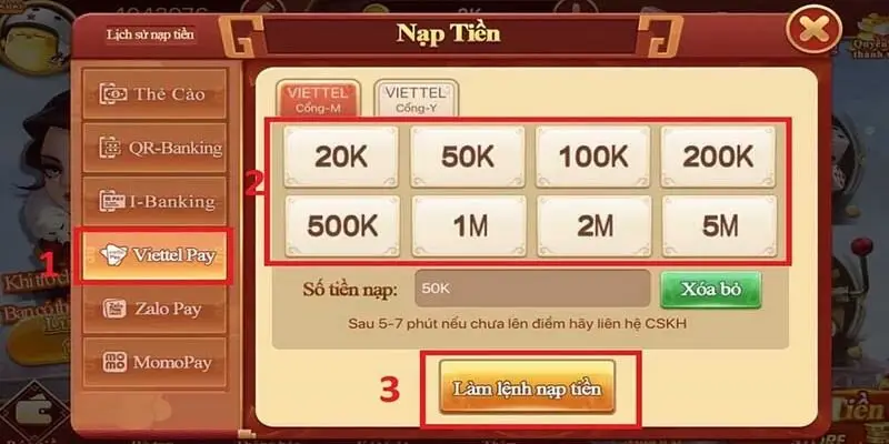 Nạp Tiền CF68 - Thao Tác Giao Dịch Nhanh Nhất Và An Toàn Hướng dẫn nạp tiền CF68 qua hình thức ví điện tử cực tiện lợi